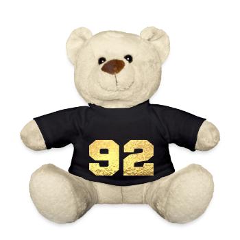 Numéro 92 paillettes doré - 92e anniversaire - Nounours - noir - Devant