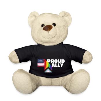 Stolzer Verbündeter und stolzer Patriot USA Flagge LGBT Schwul - Teddy - Schwarz - Vorne