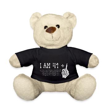 Ich bin 41 plus Mittelfinger - 42. Geburtstag - Teddy - Schwarz - Vorne