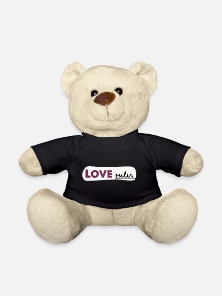 Love rules - Spruch Handlettering - Teddy - Schwarz