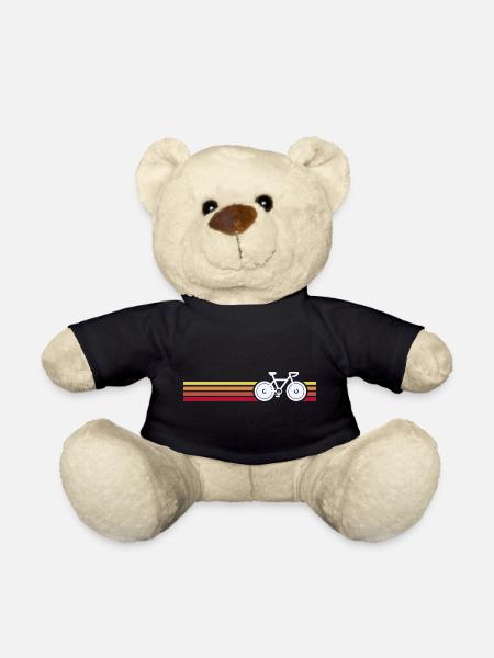 Retro Bike on Sunset Stripes - Teddy Bear - black