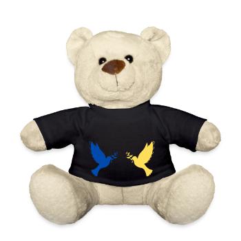 Friedenstaube blau gelb - Teddy - Schwarz - Vorne