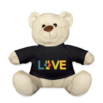 Dog Paw Love Love Colorful Dogs Paw Print 2 - Teddy Bear - black - Front