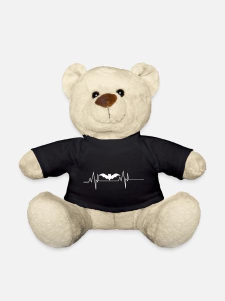 Halloween Bat Heartbeat - Teddy Bear - black