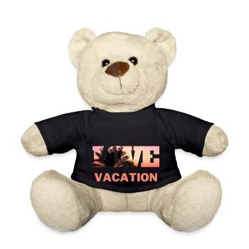 T-shirt vacances plage palmiers vacances été soleil - Nounours - noir - Devant