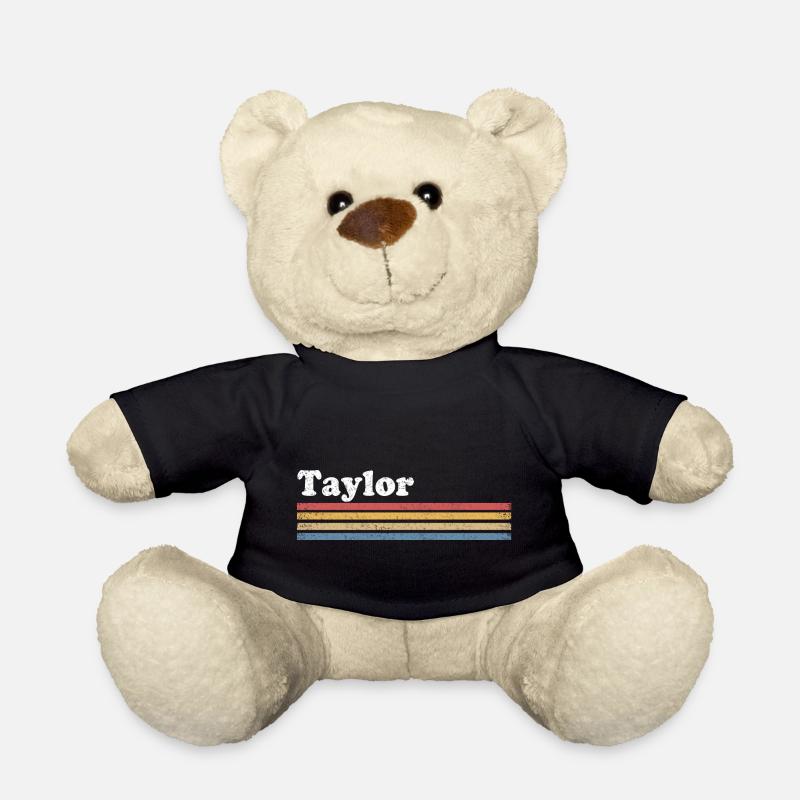 Taylor Nom personnalisé anniversaire Noël - Nounours - noir