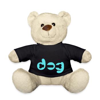 Schriftzug mit Knochen / Hund / Dog / Geschenk - Teddy - Schwarz - Vorne