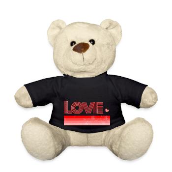Rotes Herz Liebe - Teddy - Schwarz - Vorne