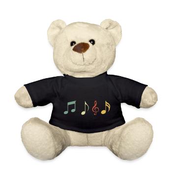 Vintage Retro Musical Note - Teddy Bear - black - Front