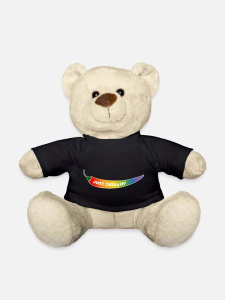 CSD T-Shirt Regenbogen Chili just chillin - Teddy - Schwarz