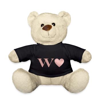 Letter w heart rose gold - Teddy Bear - black - Front