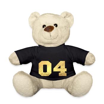 Nummer 4 Gold Glitter - 4. Jahrestag - Teddy - Schwarz - Vorne