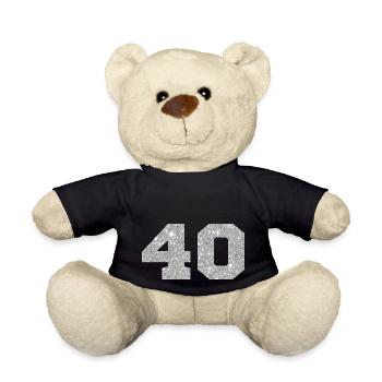 Numéro 40 paillettes argenté - 40e anniversaire - Nounours - noir - Devant