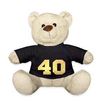 Numéro 40 paillettes doré - 40e anniversaire - Nounours - noir - Devant