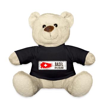 Bâle, Suisse, Drapeau - Nounours - noir - Devant