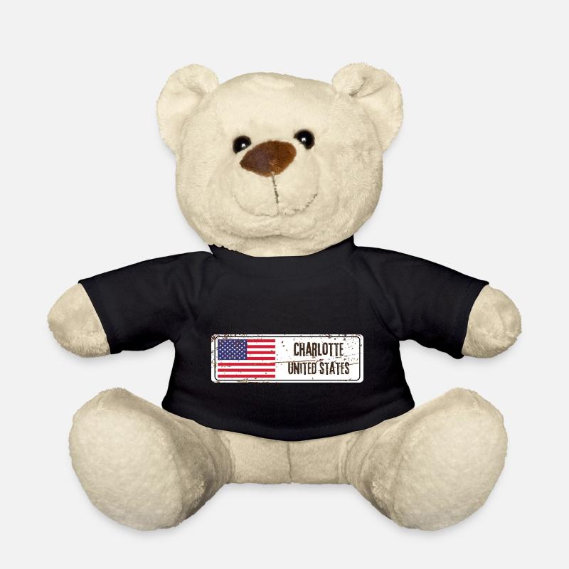 Charlotte United States Flag - Teddy Bear - black