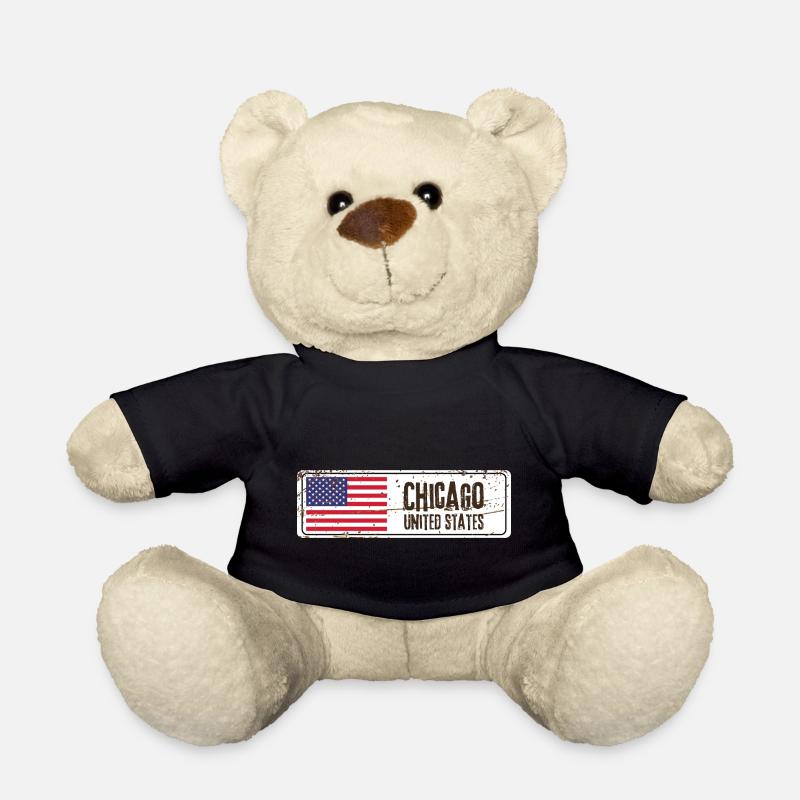 Chicago United States Flag - Teddy Bear - black