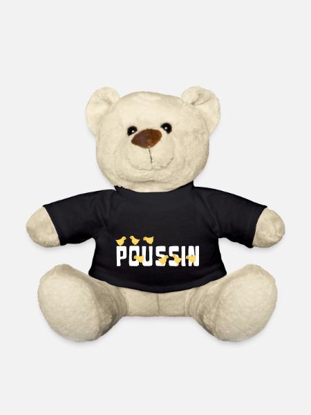 Poussin avec des poussins - Nounours - noir