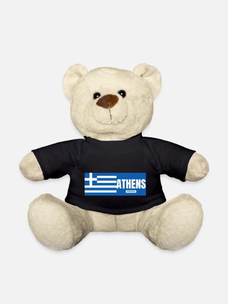 Athens City with Greek Flag - Teddy Bear - black