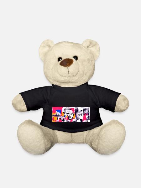 Pop Art Collage -Who the FucxX is looking - Teddy Bear - black