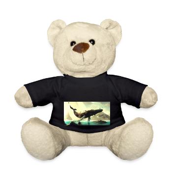 Whale floating in the sky - Teddy Bear - black - Front