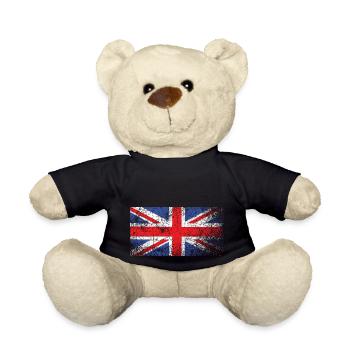 Vintage britische Flagge, Grunge Union Jack - Teddy - Schwarz - Vorne