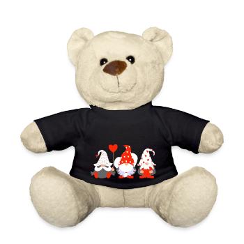 Funny Gnome Hanging a Red Heart Valentine Day 2024 - Nounours - noir - Devant
