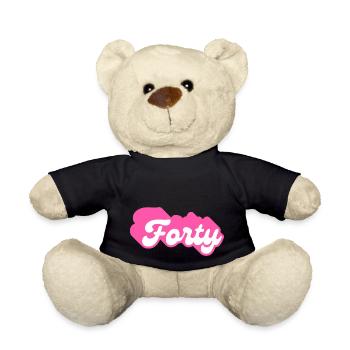 Forty Birthday - 40th Birthday Retro Pink - Teddy Bear - black - Front