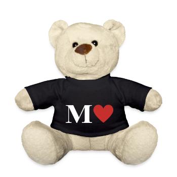 Buchstabe m rotes Herz - Teddy - Schwarz - Vorne