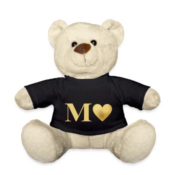 Letter m golden heart - Teddy Bear - black - Front