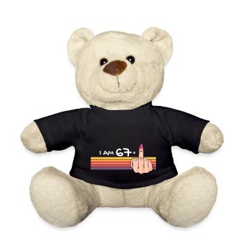 Ich bin 67 + 1 Mittelfinger-Shirt Ich bin 67 plus, - Teddy - Schwarz - Vorne