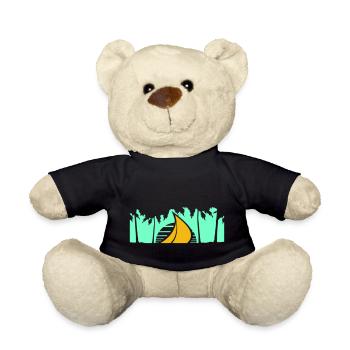 Schiff Sonne Palmen Südsee Abend Sonnenuntergang - Teddy - Schwarz - Vorne