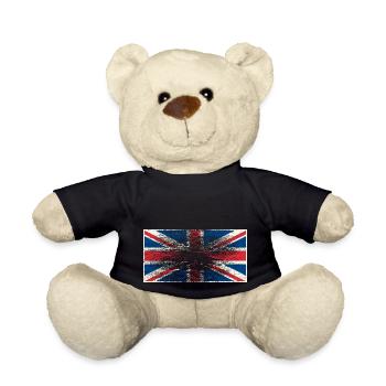 union jack flagge großbritannien ausgewaschen i - Teddy - Schwarz - Vorne