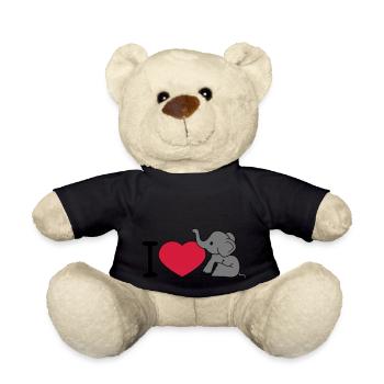elefant i love liebe herz sitzend suess kalb klein - Teddy - Schwarz - Vorne