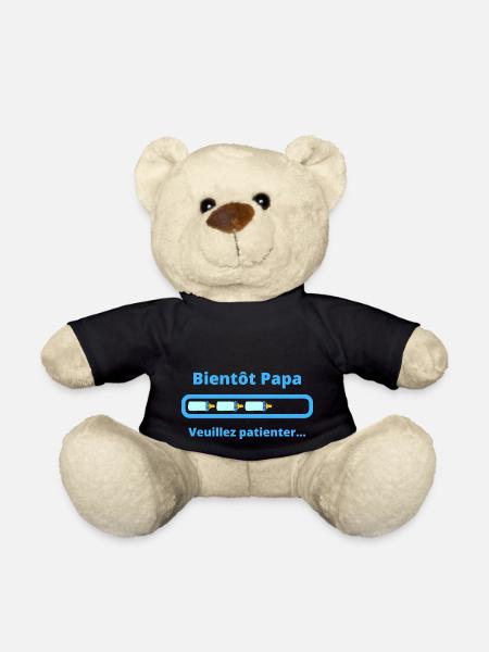 Bientôt Papa veuillez patienter - futur Papa - Nounours - noir