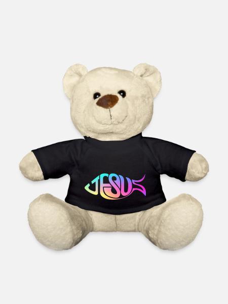 Jesus Fisch Regenbogen - Teddy - Schwarz