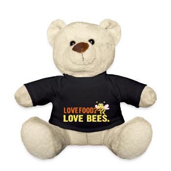 Love Food? Love Bees. - Teddy Bear - black - Front
