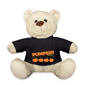 The Season Pumpkin Autumn Tree Orange Fall Leaves - Teddy Bear - black - Front