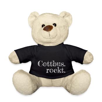 Cottbus rockt - Textdesign mit Stadtnamen - Teddy - Schwarz - Vorne