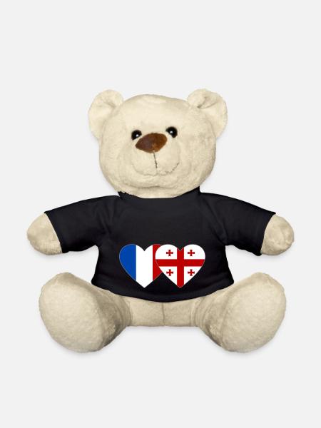 France Géorgie Flag Coeur - Nounours - noir