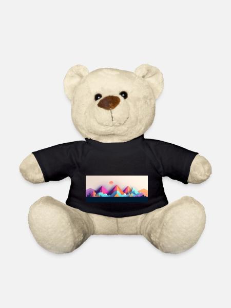 Mountain Landscape Geometric Art - Teddy Bear - black