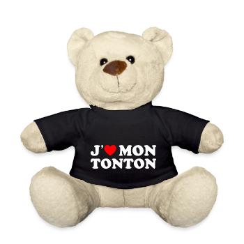 J'aime Mon Tonton Cadeau Oncle Coeur Rouge - Nounours - noir - Devant