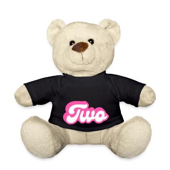 two birthday - 2e anniversaire rétro rose - Nounours - noir - Devant