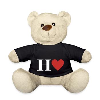 Lettre h cœur rouge - Nounours - noir - Devant
