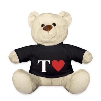 Rotes Herz Buchstabe T - Teddy - Schwarz - Vorne