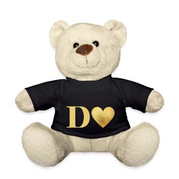 Golden Heart Letter - Teddy Bear - black - Front