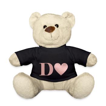Rose gold heart letter - Teddy Bear - black - Front