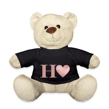 Letter h heart rose gold - Teddy Bear - black - Front