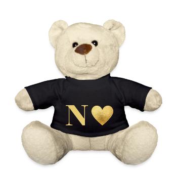 Lettre n cœur doré - Nounours - noir - Devant