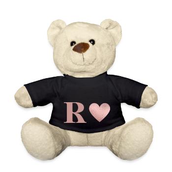 Letter r heart rose gold - Teddy Bear - black - Front
